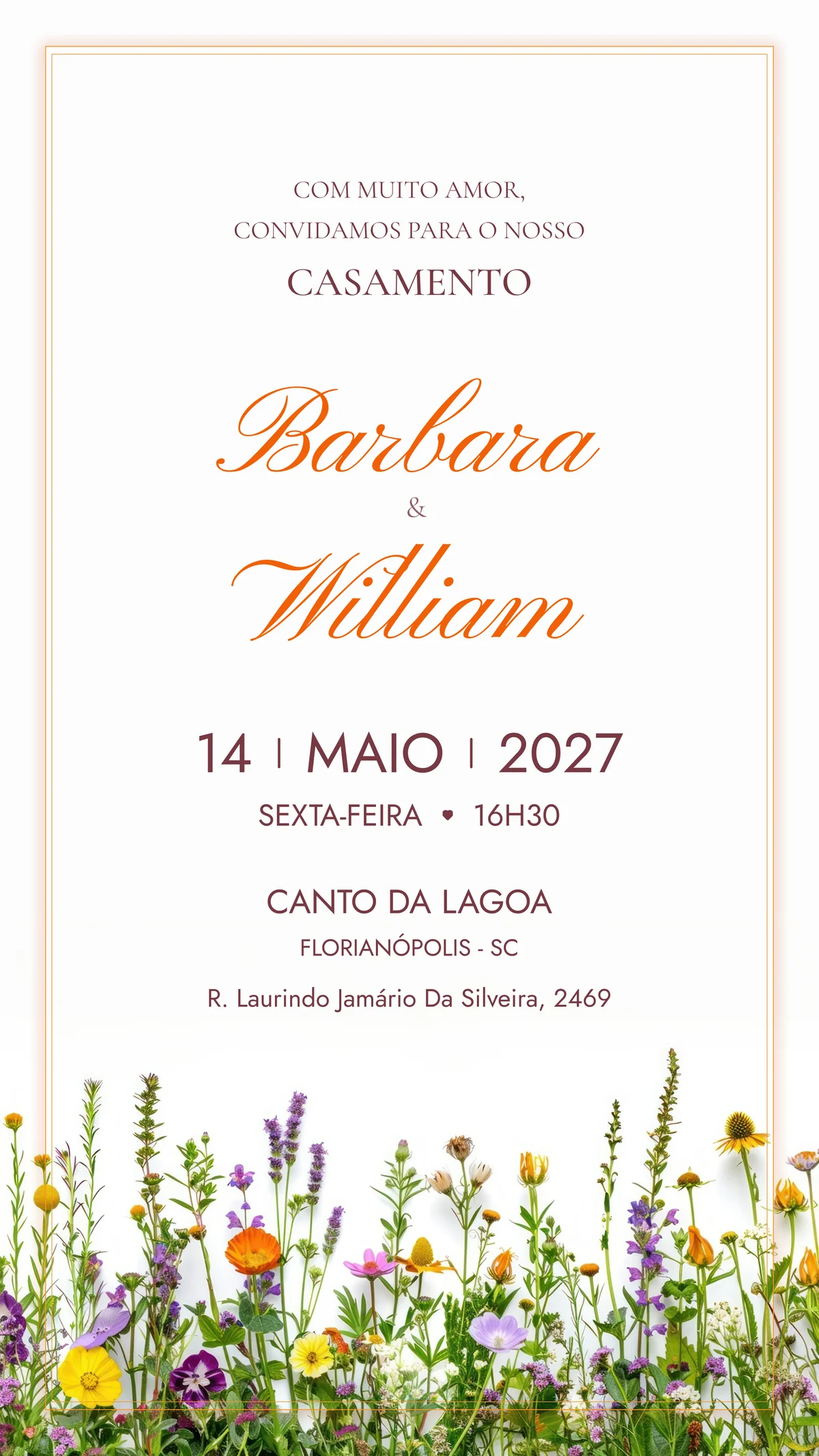 Convite de casamento de Barbara e William.